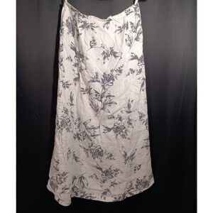 Amanda Smith 100% Linen White Floral Midi Skirt Women’s 10 Romantic Back Slit